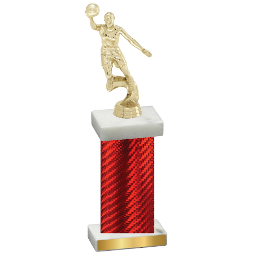 Single Red Carbon Fiber Basketball Trophy