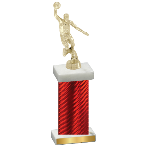 Single Red Carbon Fiber Basketball Trophy