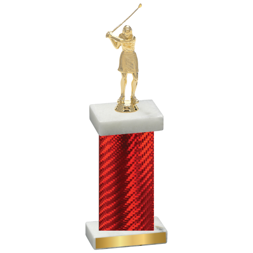 Single Red Carbon Fiber Golf Trophy