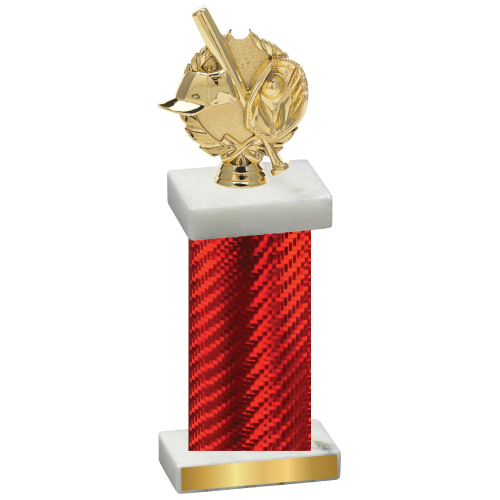 Single Red Carbon Fiber Baseball Trophy