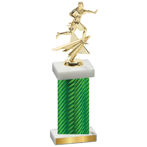 Single Green Carbon Fiber Flag Football Trophy