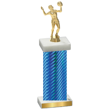 Single Blue Carbon Fiber Volleyball Trophy