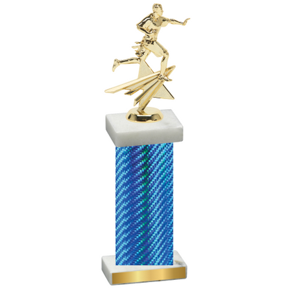 Single Blue Carbon Fiber Flag Football Trophy