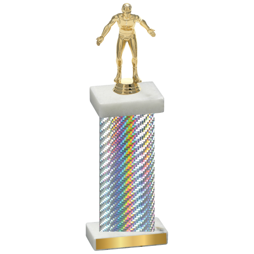 Single Silver Carbon Fiber Wrestling Trophy