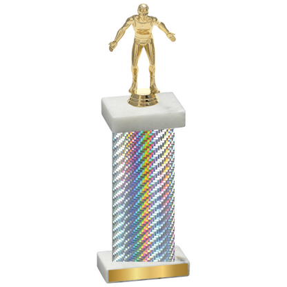 Single Silver Carbon Fiber Wrestling Trophy