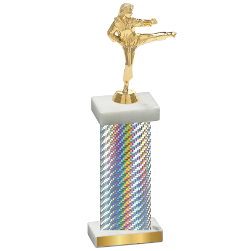 Single Silver Carbon Fiber Karate Trophy