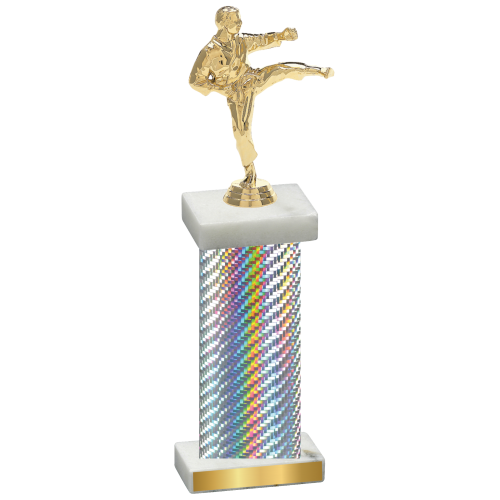 Single Silver Carbon Fiber Karate Trophy