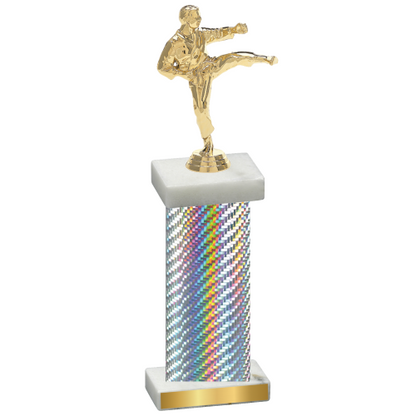 Single Silver Carbon Fiber Karate Trophy