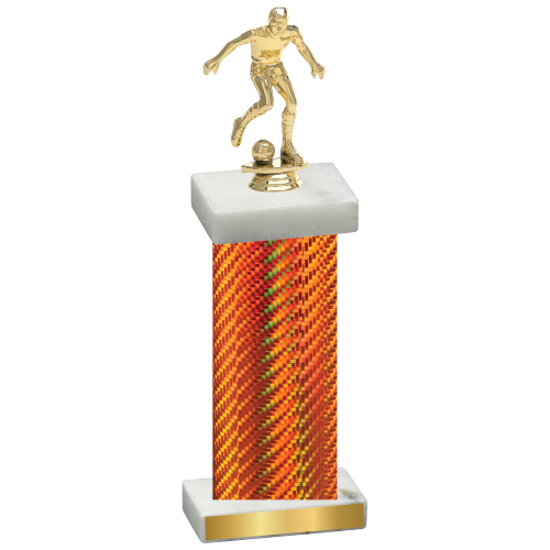 Single Orange Carbon Fiber Soccer Trophy