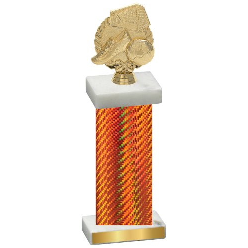 Single Orange Carbon Fiber Soccer Trophy