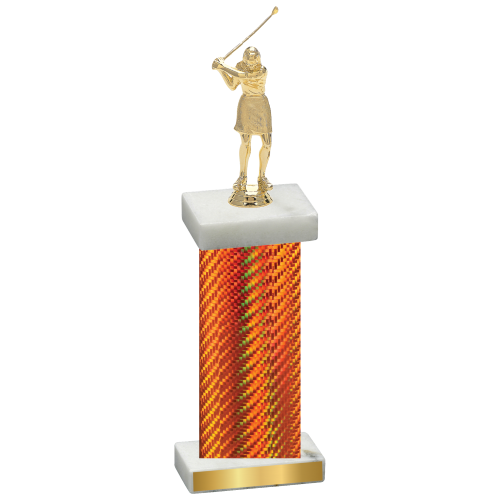 Single Orange Carbon Fiber Golf Trophy