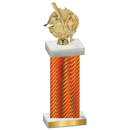 Single Orange Carbon Fiber Baseball Trophy