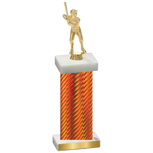 Single Orange Carbon Fiber Baseball Trophy