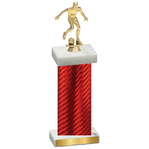 Single Red Carbon Fiber Soccer Trophy