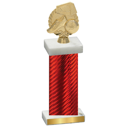 Single Red Carbon Fiber Soccer Trophy