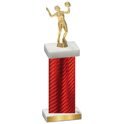 Single Red Carbon Fiber Volleyball Trophy