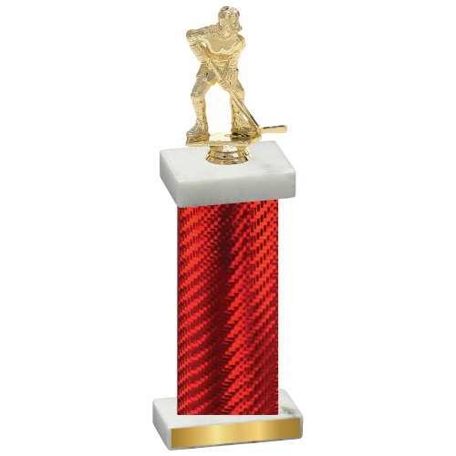 Single Red Carbon Fiber Hockey Trophy