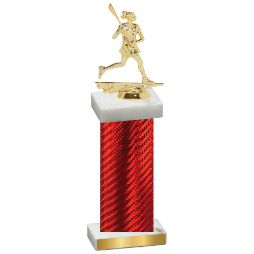 Single Red Carbon Fiber Lacrosse Trophy