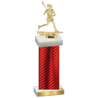 Single Red Carbon Fiber Lacrosse Trophy