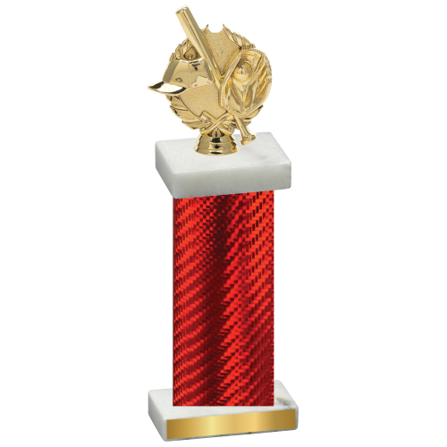 Single Red Carbon Fiber Baseball Trophy