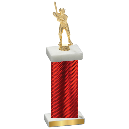 Single Red Carbon Fiber Baseball Trophy