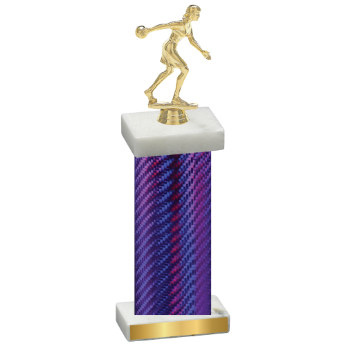 Single Purple Carbon Fiber Bowling Trophy