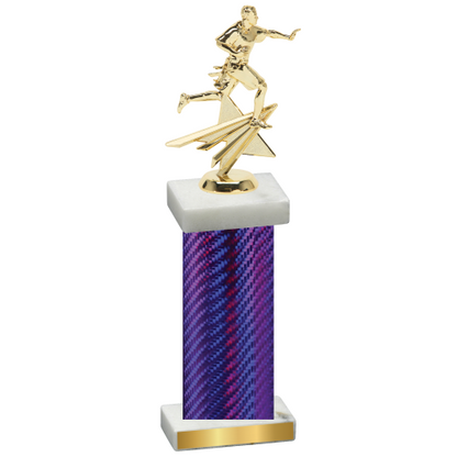 Single Purple Carbon Fiber Flag Football Trophy