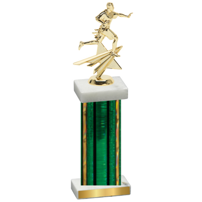 Single Green Glacier Flag Football Trophy