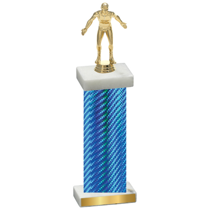 Single Blue Carbon Fiber Wrestling Trophy