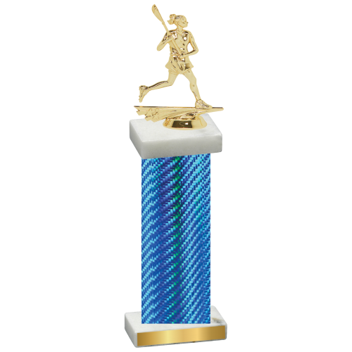 Single Blue Carbon Fiber Lacrosse Trophy