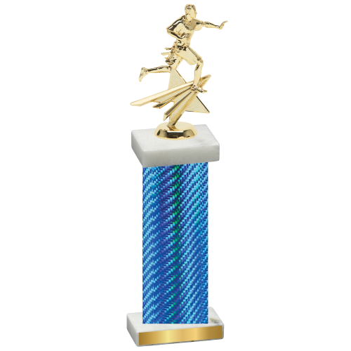 Single Blue Carbon Fiber Flag Football Trophy