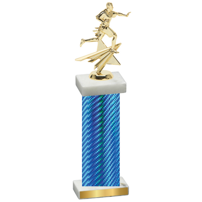 Single Blue Carbon Fiber Flag Football Trophy