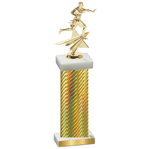 Single Gold Carbon Fiber Flag Football Trophy