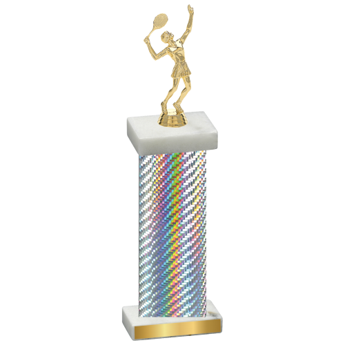 Single Silver Carbon Fiber Tennis Trophy