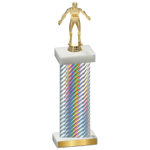 Single Silver Carbon Fiber Wrestling Trophy