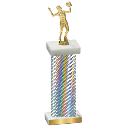 Single Silver Carbon Fiber Volleyball Trophy