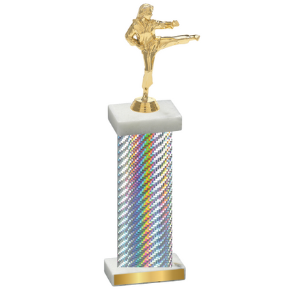 Single Silver Carbon Fiber Karate Trophy