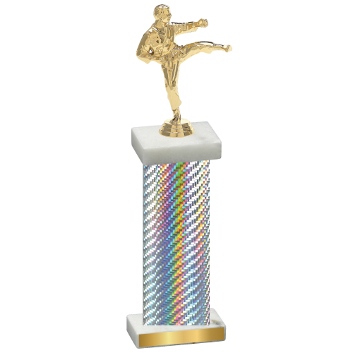 Single Silver Carbon Fiber Karate Trophy