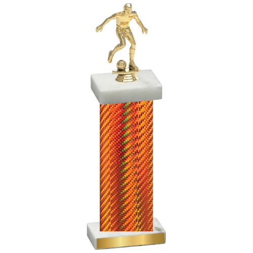 Single Orange Carbon Fiber Soccer Trophy