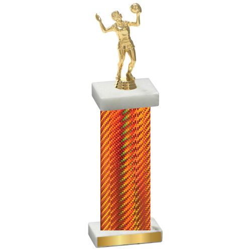 Single Orange Carbon Fiber Volleyball Trophy