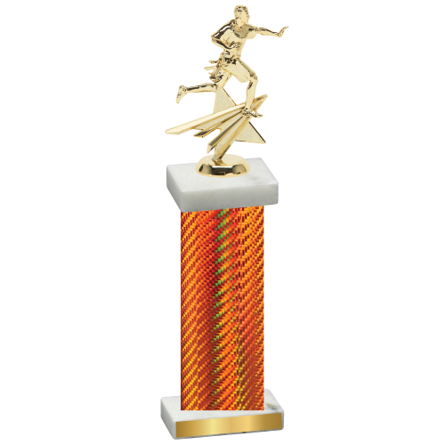 Single Orange Carbon Fiber Flag Football Trophy