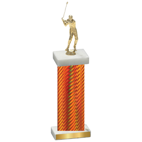 Single Orange Carbon Fiber Golf Trophy