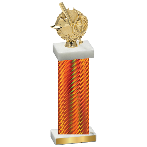 Single Orange Carbon Fiber Baseball Trophy