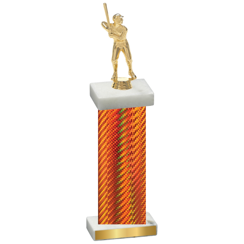 Single Orange Carbon Fiber Baseball Trophy