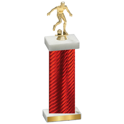 Single Red Carbon Fiber Soccer Trophy