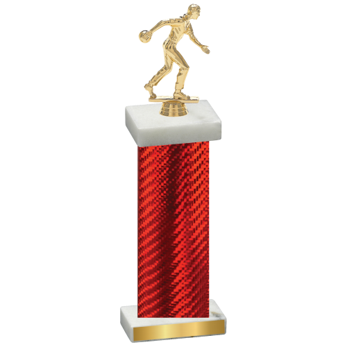 Single Red Carbon Fiber Bowling Trophy