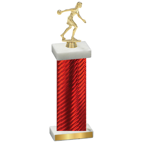 Single Red Carbon Fiber Bowling Trophy