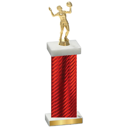 Single Red Carbon Fiber Volleyball Trophy