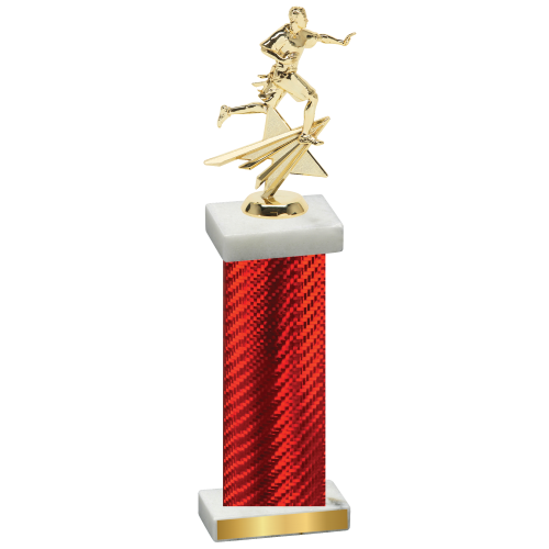 Single Red Carbon Fiber Flag Football Trophy