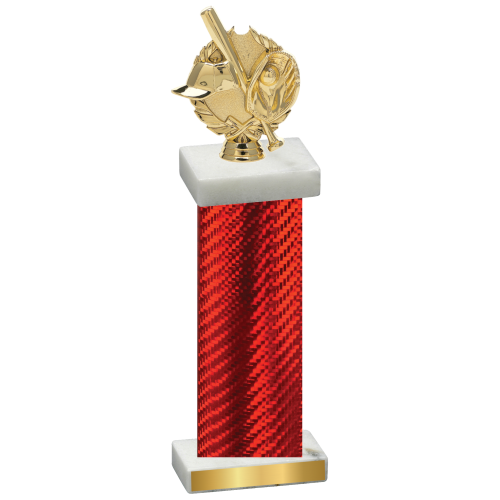 Single Red Carbon Fiber Baseball Trophy